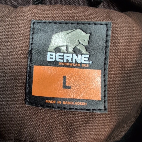 Berne Jacket Mens L Brown Hood Canvas Barn Chore Coat Work Pockets Farmer Seed - Picture 6 of 16